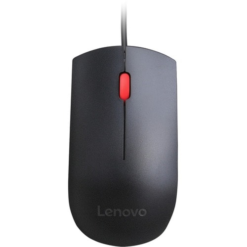 <b>Think Red - </b>Souris Optique Lenovo Essential - USB - 3 Bouton(s) - Noir - 1 Pack - Câble - 1600 dpi - Roulettes avec