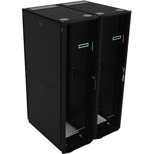 HPE Enterprise 42U Floor Standing Rack Cabinet for LAN Switch, Patch Panel, Server1075 mm Rack Depth - Black, Silver - TAA