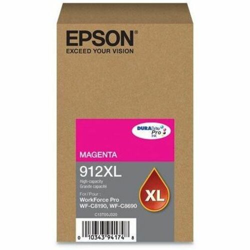 Epson DURABrite Pro 912XL Original High Yield Inkjet Ink Cartridge - Magenta Pack - 4600 Pages