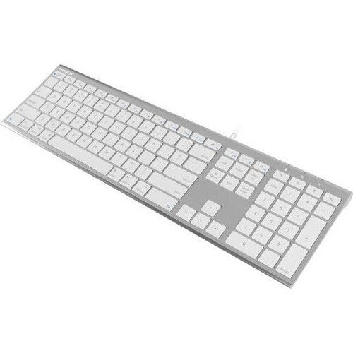 Macally Aluminum Ultra Slim USB Wired keyboard for Mac and PC - Cable Connectivity - USB Type A Interface - 110 Key - Desk