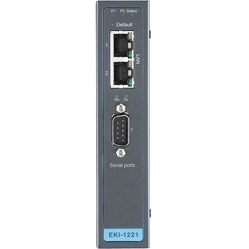 Advantech 1-port Modbus Gateway - Twisted Pair - 2 x Network (RJ-45) - 1 x Serial Port - 10/100Base-TX - Fast Ethernet - R