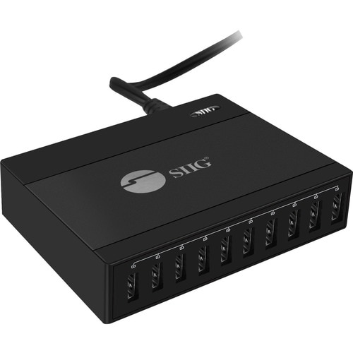 SIIG 60W 10-Port USB Charger - Charge up to 10 USB-A devices simultaneously with its small travel design making it easy to