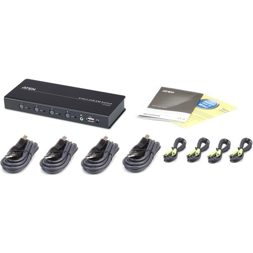 ATEN 4-port USB Boundless KM Switch - 4 Computer(s) - 1 Local User(s) - 1 x Network (RJ-45) - 8 x USB - Rack-mountable