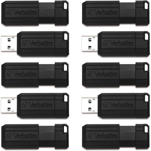 32GB PinStripe USB Flash Drive - Business 10pk - Black - 32GB - Business 10pk - Black
