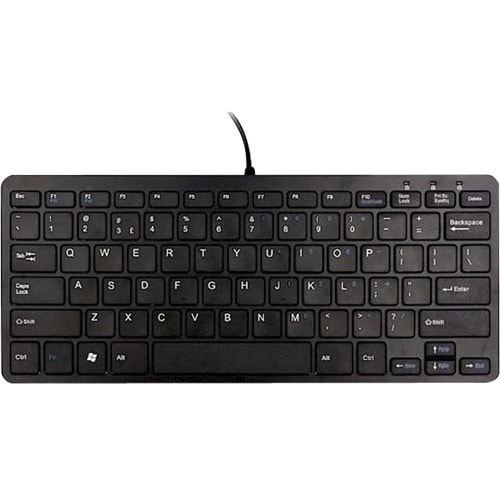 R-Go Tools Compact Ergonomic Wired Keyboard, QWERTY, Black - Cable Connectivity - USB Interface - QWERTY Layout - Black