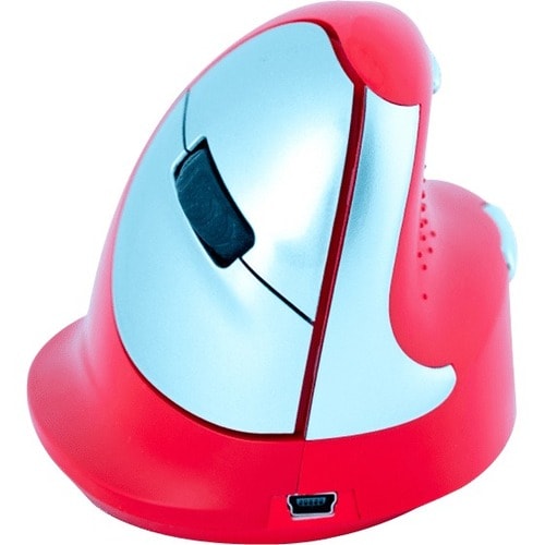 R-Go Tools Sport Bluetooth Vertical Ergo Mouse, Medium, Right Hand, Red - Wireless - Bluetooth - Red - 1 Pack - Medium Han