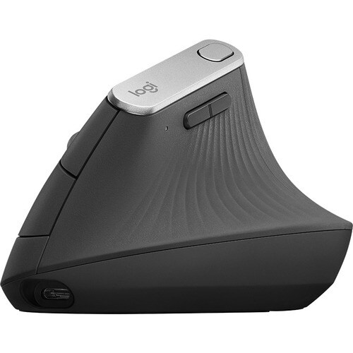 Logitech MX Vertical Maus - Bluetooth/Radio-Frequenz - USB-Typ C - Optisch - 4 Taste(n) - Schwarz, Silber - Kabel/Drahtlos