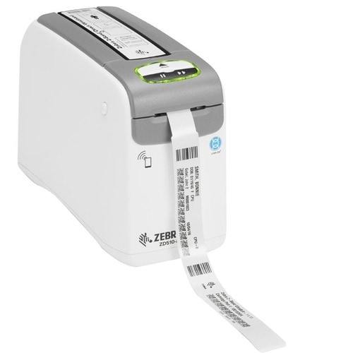 Zebra ZD510-HC Direct Thermal Printer - Monochrome - Portable - Wristband Print - USB - Bluetooth - Wireless LAN - 21.97" 