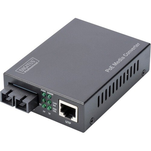 DIGITUS Professional DN-82150 Transceiver/Media Converter - 2 Port(s)Network (RJ-45) - 1 x PoE (RJ-45) Ports - 1 x SC - Du