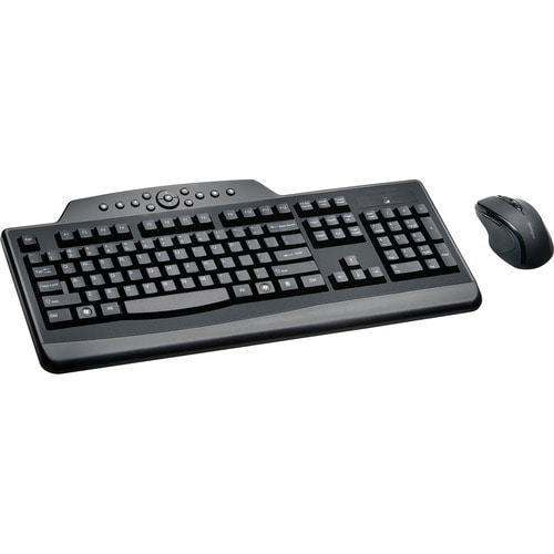 Kensington ProFit Wireless Media Desktop Set - USB Wireless RF 2.40 GHz Keyboard - Black - USB Wireless RF Mouse - Black -