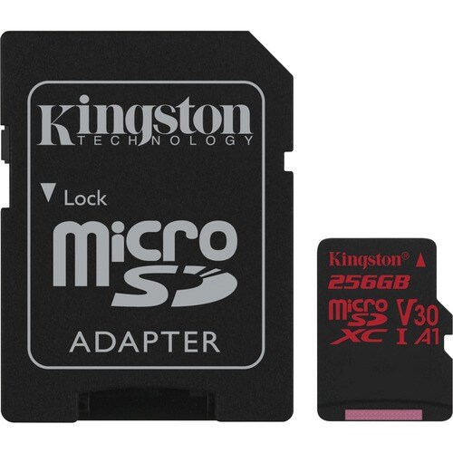 Kingston Canvas React 256 GB Class 10/UHS-I (U3) microSDXC - 100 MB/s Read - 80 MB/s Write - Lifetime Warranty