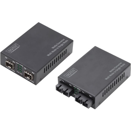 DIGITUS Professional DN-82124 Transceiver/Medienkonverter - 2 Anschluss(e) - 2 x SC - Duplex SC-Anschluss - Glasfaserleitu