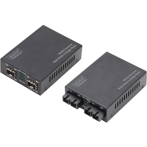DIGITUS Professional DN-82124 Transceiver/Medienkonverter - 2 Anschluss(e) - 2 x SC - Duplex SC-Anschluss - Glasfaserleitu