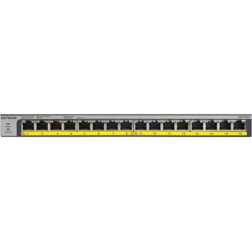 Netgear 16-Port PoE/PoE+ Gigabit Ethernet Unmanaged Switch (GS116LP) - 16 Ports - Gigabit Ethernet - 1000Base-T - 2 Layer 