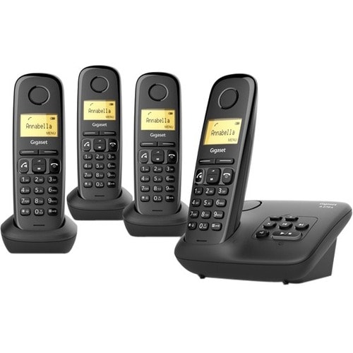 Gigaset A270A Quattro DECT Cordless Phone - Black - Cordless - Corded - 1 x Phone Line - 4 x Handset - 1 Simultaneous Call