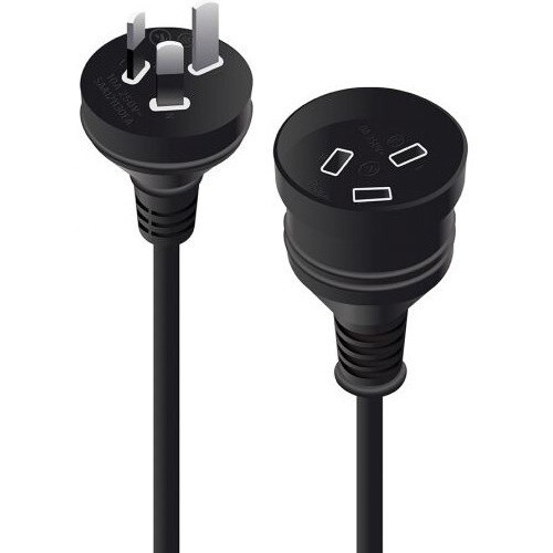 ALOGIC 5M AUS 3 PIN MAINS POWER EXTENSION CABLE BLACK MALE TO FEMALE