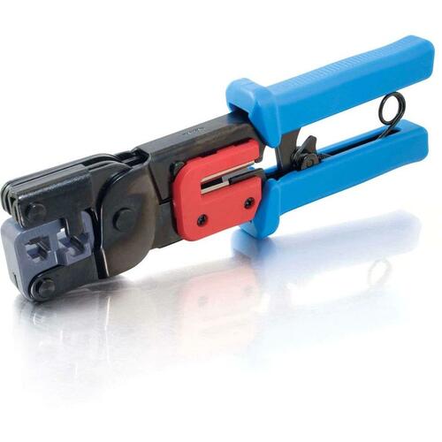 C2G RJ11/RJ45 Crimping Tool with Cable Stripper - Black - Steel - 2 lb - TAA Compliant