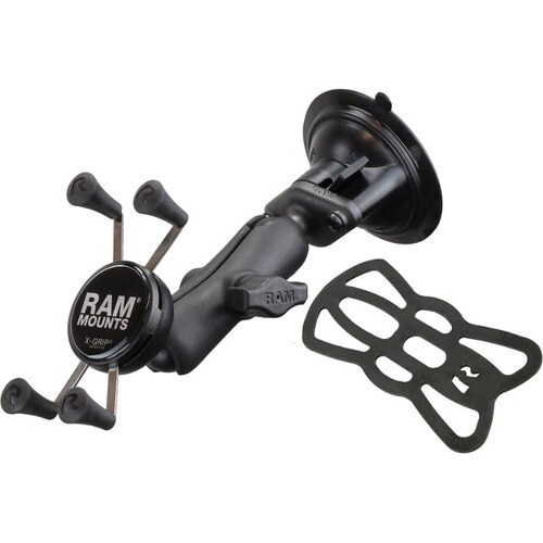 RAM Mounts X-Grip Vehicle Mount for Phone Mount, Handheld Device, iPhone, Smartphone, Suction Cup - Stainless Steel
