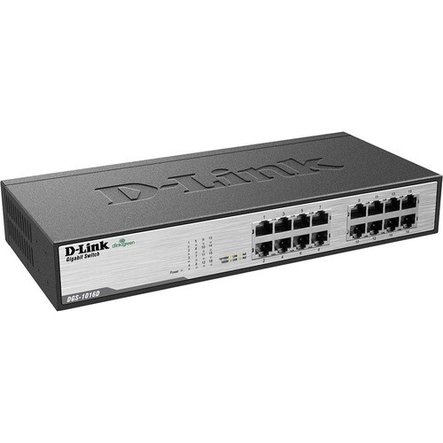 Conmutador Ethernet D-Link  DGS-1016D 16 - 10Base-T, 10/100/1000Base-T - 2 Capa compatible - 27,50 W Power Consumption - P