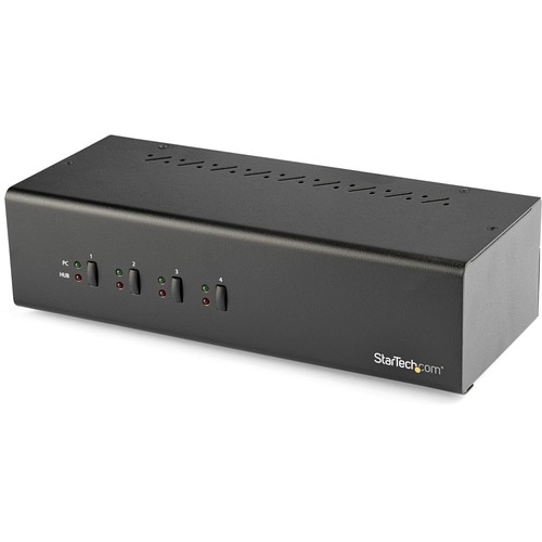 StarTech.com 4 Port Dual Monitor DVI KVM Switch - Dual Screen Display Compact USB KVM Switch with USB 3.0 Hub & Audio - TA