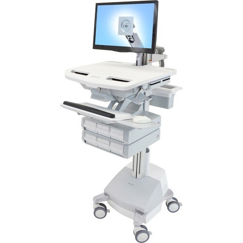 Ergotron StyleView Medical Trolley - 1 Drawer - 16.78 kg Load Capacity - 4 Casters - Aluminium