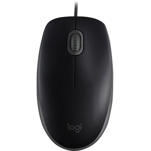 Logitech B110 Mouse - USB - Optical - Black - Cable