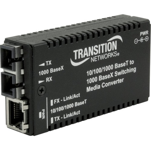 Transition Networks Mini Gigabit Ethernet Media Converter - 1 x Network (RJ-45) - 1 x LC Ports - DuplexLC Port - Multi-mod