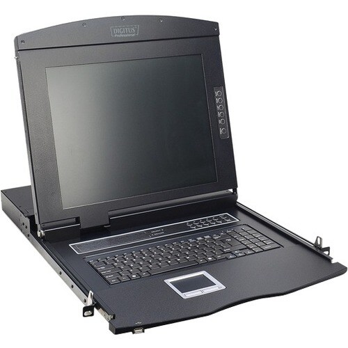DIGITUS Professional LCD-Rack-Konsole KVM-Schalter - Schwarz - 16 Computer - 43,2 cm (17 Zoll) LCD - 1280 x 1024 - Tastatu