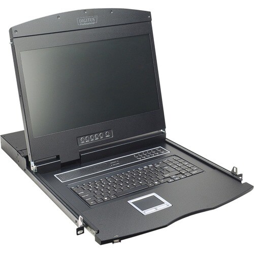 DIGITUS Professional LCD-Rack-Konsole KVM-Schalter - Schwarz - 1 Computer - 48,3 cm (19 Zoll) LCD - 1366 x 768 - Tastatur 