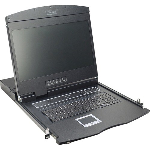 DIGITUS Professional LCD-Rack-Konsole KVM-Schalter - Schwarz - 8 Computer - 48,3 cm (19 Zoll) LCD - 1366 x 768 - 8 x Netzw