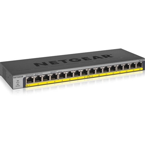 Netgear GS116LP 16 Ports Ethernet Switch - Gigabit Ethernet - 1000Base-T - 2 Layer Supported - Twisted Pair - Wall Mountab