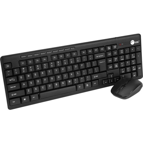 SIIG Wireless Extra-Duo Keyboard & Mouse - USB 2.0 Wireless RF - 102 Key - Black - USB 2.0 Wireless RF - Optical - 1600 dp