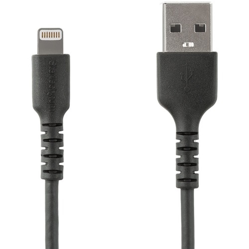 StarTech.com 6 foot/2m Durable Black USB-A to Lightning Cable, Rugged Heavy Duty Charging/Sync Cable for Apple iPhone/iPad