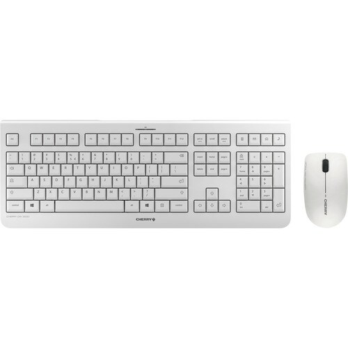 CHERRY DW 3000 Keyboard & Mouse - German - 1 - USB Wireless RF - 105 Key - Keyboard/Keypad Color: Pale Gray - USB Wireless
