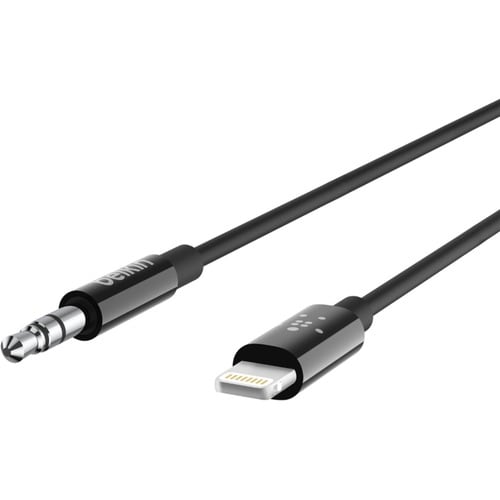 Belkin 3.5 mm Audio Cable With Lightning Connector - 3 ft Lightning/Mini-phone Audio/Data Transfer Cable for Audio Device,