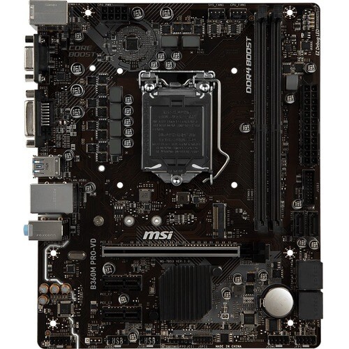 MSI B360M PRO-VD Desktop Motherboard - Intel B360 Chipset - Socket H4 LGA-1151 - Intel Optane Memory Ready - Micro ATX - 3