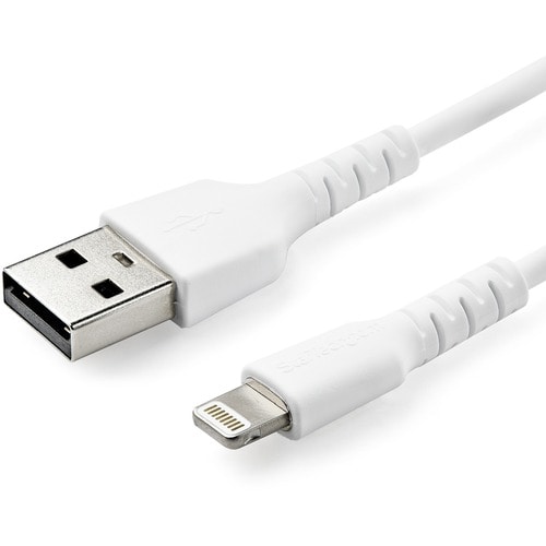 StarTech.com 3 foot/1m Durable White USB-A to Lightning Cable, Rugged Heavy Duty Charging/Sync Cable for Apple iPhone/iPad