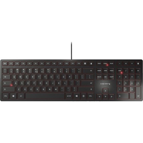 CHERRY KC 6000 SLIM Black Wired Keyboard - Full Size Ultra Flat Design- Status LEDs - Durable Key Legends