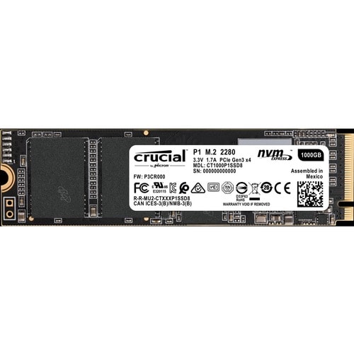 Crucial Solid State-Laufwerk - M.2 2280 Intern - 1 TB - PCI Express - 2000 MB/s Maximale Lesegeschwindigkeit - Retail
