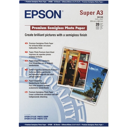 Epson Premium C13S041328 Inkjet Photo Paper - 93 Brightness - 97% Opacity - A3+ - 330.20 mm x 482.60 mm - 251 g/m² Grammag
