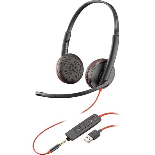 POLY HEADSET BLACKWIRE 3225 STEREO,C3225,USB-A,3.5MM, CX. UNIT