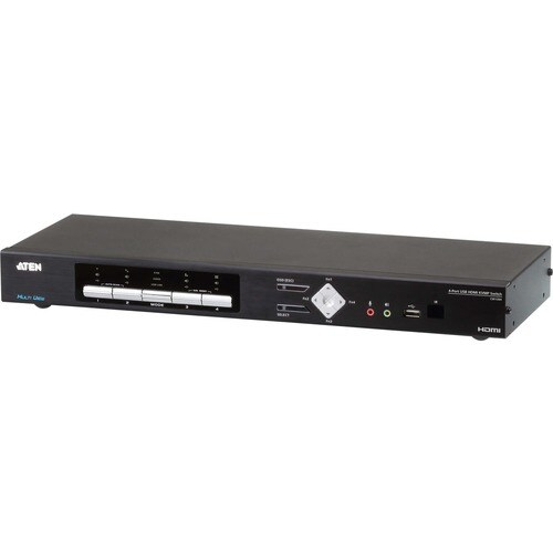 ATEN CM1284 KVM Switchbox - 4 Computer(s) - 2 Local User(s) - 4096 x 2160 - 2 x Network (RJ-45) - 8 x USB - 6 x HDMI - Des