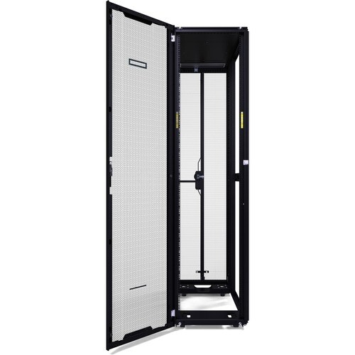 HPE Enterprise 48U Floor Standing Rack Cabinet for LAN Switch, Patch Panel, Server1200 mm Rack Depth - Black, Silver - TAA