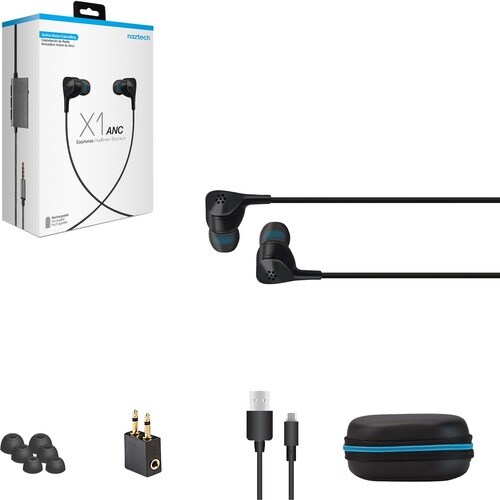 Hypercel Naztech X1 Active Noise Cancelling Earphones - Stereo - Mini-phone (3.5mm) - Wired - 16 Ohm - 12 Hz - 24 kHz - Ea