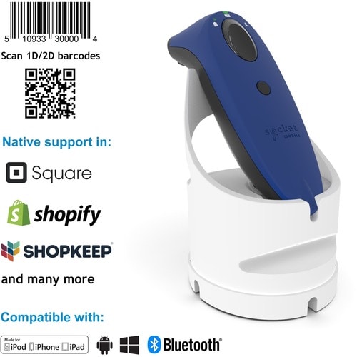 Socket Mobile SocketScan® S740, Universal Barcode Scanner, Blue & White Dock - Wireless Connectivity - 19.49" (495 mm) Sca