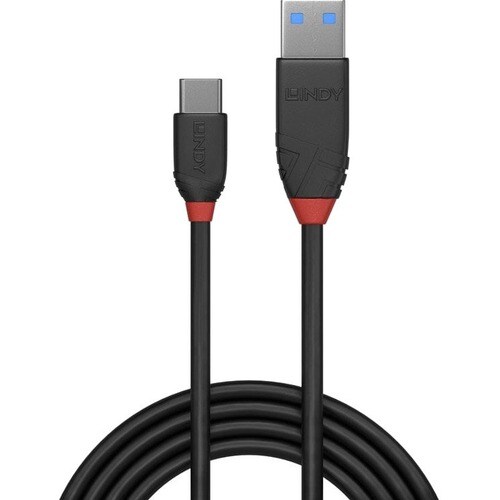 LINDY Black Line 50 cm USB Data Transfer Cable - First End: 1 x USB 3.1 Type C - Male - Second End: 1 x USB 3.1 Type A - M