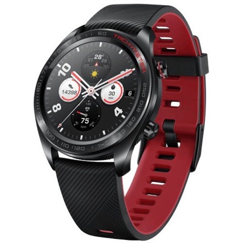 Huawei HONOR Watch Magic Smart Watch - Round Case Shape - Silver Body Color - Plastic, Silicone, Glass, Rubber, Leather Bo