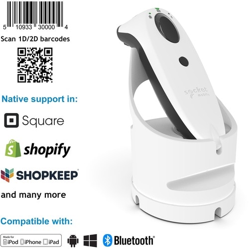 Socket Mobile SocketScan S740 Handheld Barcode Scanner - Wireless Connectivity - White - 495 mm Scan Distance - 1D, 2D - I