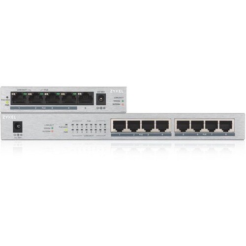 ZYXEL 8-Port GbE Unmanaged PoE Switch - 8 Ports - Manageable - 2 Layer Supported - Twisted Pair - Desktop - 24 Month Limit