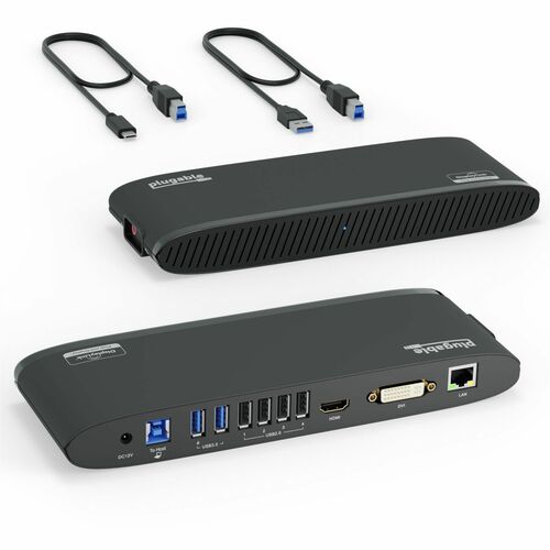 Plugable USB 3.0 Universal Laptop Docking Station for Windows and Mac - (Dual Monitor: HDMI and DVI/HDMI/VGA, Gigabit Ethe
